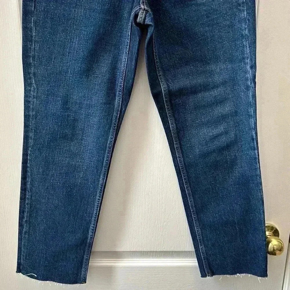 Topshop Straight Leg Jeans High Rise Ankle Crop Dark Blue Denim Size 26 - Picture 7 of 15